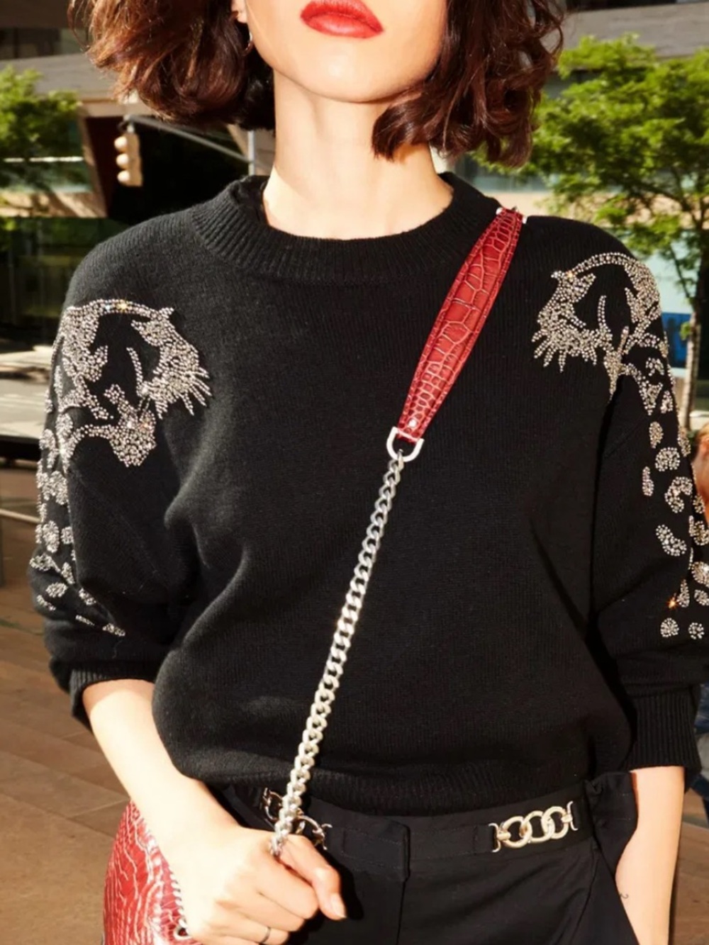 The Kooples Formal Sweater With Rhinestone Leopard Sz M